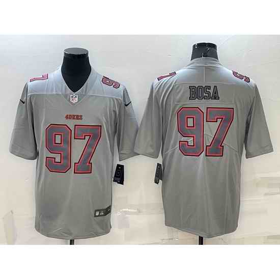 Men San Francisco 49ers #97 Nick Bosa Grey Atmosphere Fashion Stitched Jersey