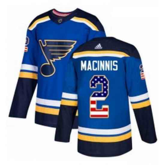 Youth Adidas St Louis Blues #2 Al Macinnis Authentic Blue USA Flag Fashion NHL Jersey