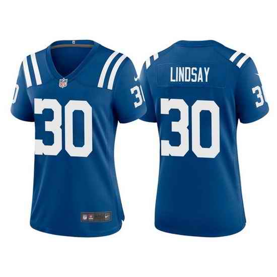 Women Indianapolis Colts #30 Phillip Lindsay Blue Stitched Jersey 28Run Small 2