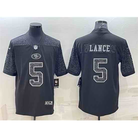 Men San Francisco 49ers #5 Trey Lance Black Reflective Limited Stitched Football Jersey