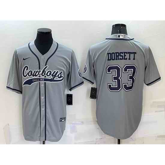Men Dallas Cowboys #33 Tony Dorsett Grey Cool Base Stitched Baseball Jersey