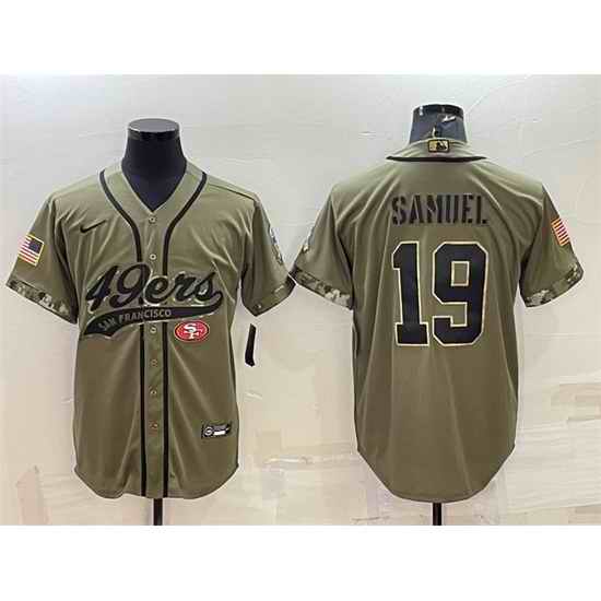 Men San Francisco 49ers #19 Deebo Samuel 2022 Olive Salute To Service Cool Base Stitched Baseball Jersey