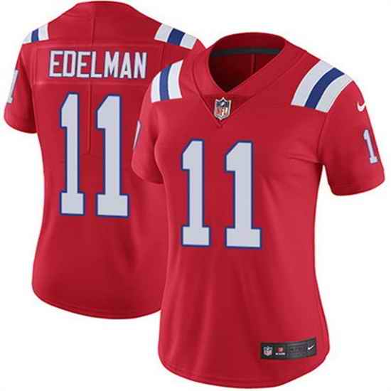 Women New England Patriots #11 Julian Edelman Red Vapor Untouchable Stitched Jersey