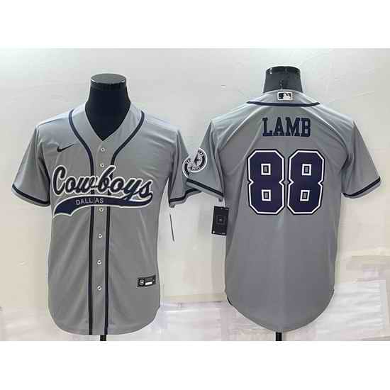 Men Dallas Cowboys #88 CeeDee Lamb Grey Cool Base Stitched Baseball Jersey