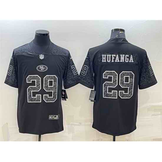 Men San Francisco 49ers #29 Talanoa Hufanga Black Reflective Limited Stitched Football Jersey