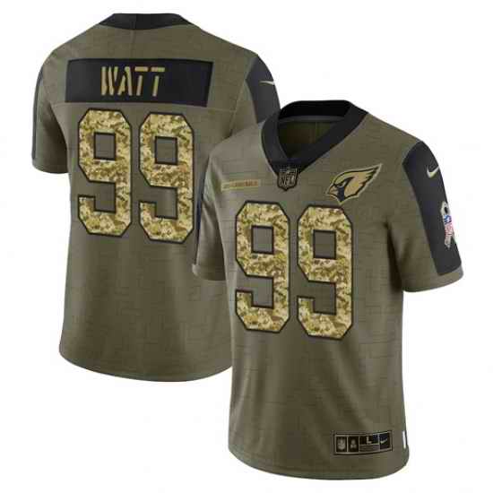 Men Arizona Cardinals #99 J J  Watt 2021 Salute To Service Olive Camo Limited Stitched Jersey