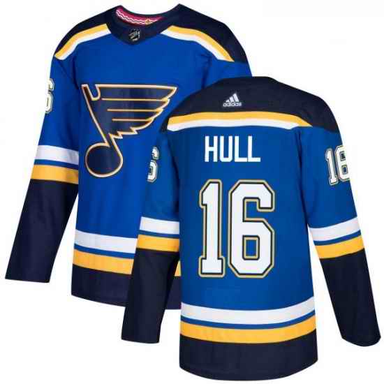 Youth Adidas St Louis Blues #16 Brett Hull Authentic Royal Blue Home NHL Jersey