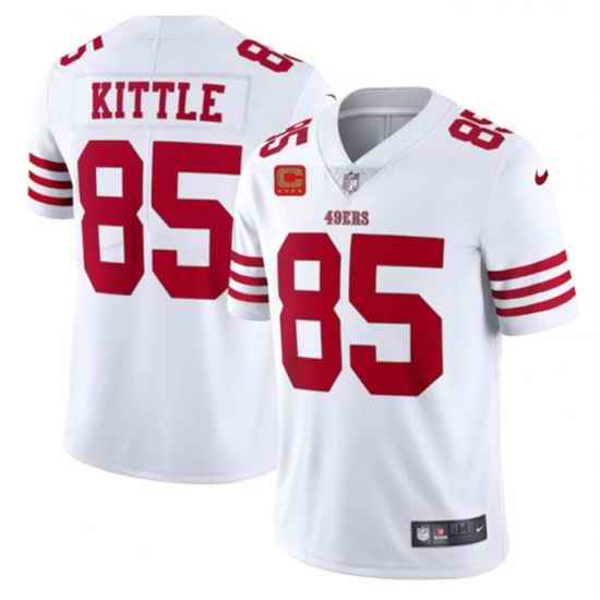 Men San Francisco 49ers 85 George Kittle 2022 White With #1 Star C Patch Vapor Untouchable Limited Stitched Football Jersey