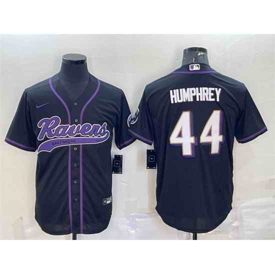 Men Baltimore Ravens #44 Marlon Humphrey Black With Patch Cool Base Stitched Baseball Jersey