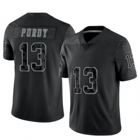 Men's San Francisco 49ers #13 Brock Purdy Black Reflective Limited Stitched Football Jersey