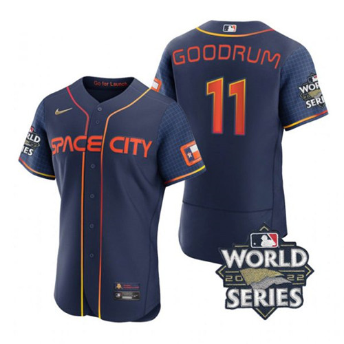 Astros #11 Niko Goodrum Navy Nike 2022 World Series City Connect Flexbase Jersey