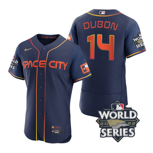 Astros #14 Mauricio Dubon Navy Nike 2022 World Series City Connect Flexbase Jersey