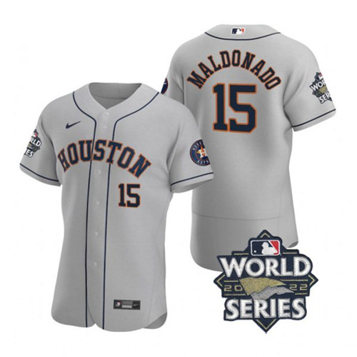 Astros #15 Martin Maldonado Gray Nike 2022 World Series Flexbase Jersey