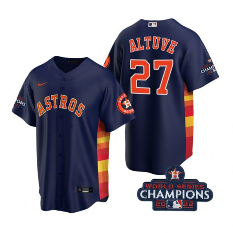 Astros #27 Jose Altuve Navy 2022 World Series Champions Cool Base Jersey
