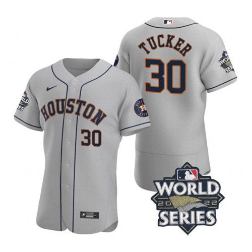 Astros #30 Kyle Tucker Gray Nike 2022 World Series Flexbase Jersey