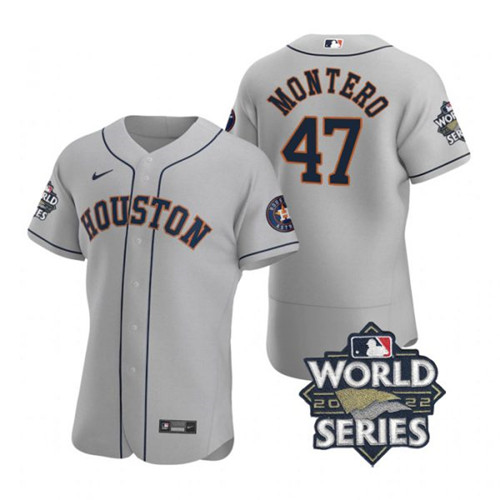 Astros #47 Rafael Montero Gray Nike 2022 World Series Flexbase Jersey