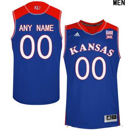 Men%27s Kansas Jayhawks Custom Adidas Royal Blue College Basketball Jersey