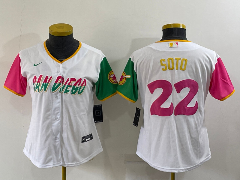 Padres #22 Juan Soto White Women Nike 2022 City Connect Cool Base Jersey