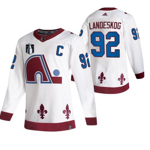 Colorado Colorado Avalanche #92 Gabriel Landeskog White Men’s Adidas 2022 Stanley Cup Final Patch Reverse Retro Alternate NHL Jersey Men’s