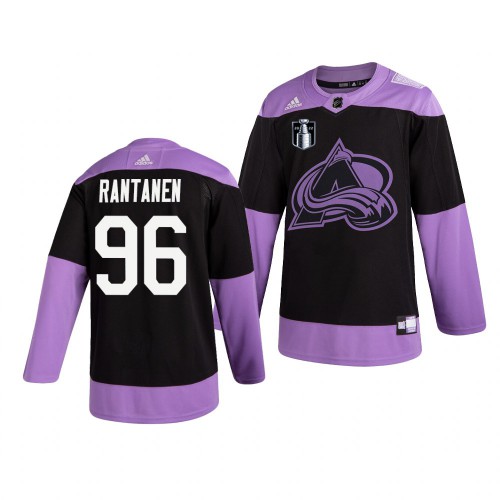 Colorado Colorado Avalanche #96 Mikko Rantanen Adidas 2022 Stanley Cup Final Patch Men’s Hockey Fights Cancer Practice NHL Jersey Black Men’s
