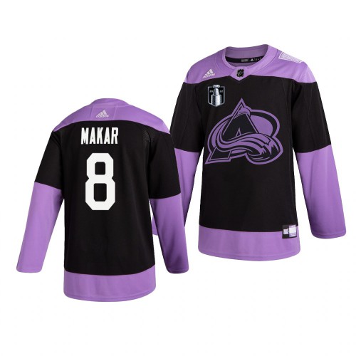 Colorado Colorado Avalanche #8 Cale Makar Adidas 2022 Stanley Cup Final Patch Men’s Hockey Fights Cancer Practice NHL Jersey Black Men’s
