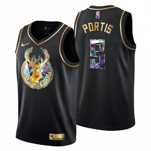 Milwaukee Milwaukee Bucks #9 Bobby Portis Men’s Golden Edition Diamond Logo 2021/22 Swingman Jersey – Black Men’s