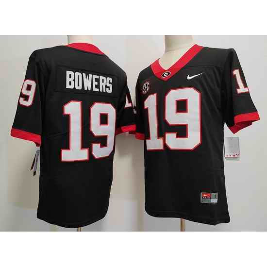 Men Georgia Bulldogs #19 Brock Bowers Black College Football Game Jersey