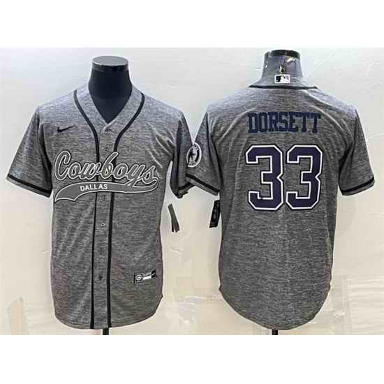 Men Dallas Cowboys #33 Tony Dorsett Grey With Patch Cool Base Stitched Baseball JerseyS