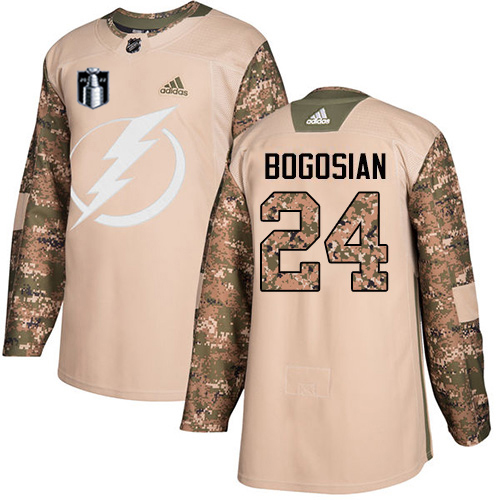 Adidas Tampa Bay Lightning #24 Zach Bogosian Camo Authentic 2022 Stanley Cup Final Patch Veterans Day Stitched NHL Jersey Men’s