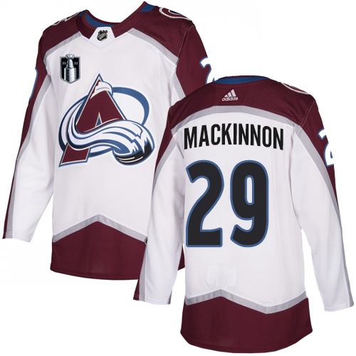 Adidas Colorado Avalanche #29 Nathan MacKinnon White Youth 2022 Stanley Cup Final Patch Road Authentic Stitched NHL Jersey Youth