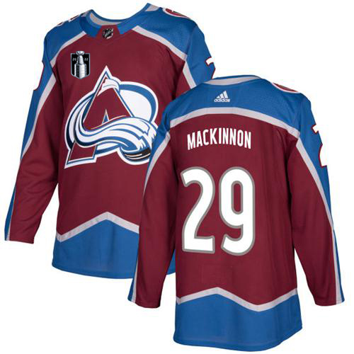 Adidas Colorado Avalanche #29 Nathan MacKinnon Burgundy Youth 2022 Stanley Cup Final Patch Home Authentic Stitched NHL Jersey Youth