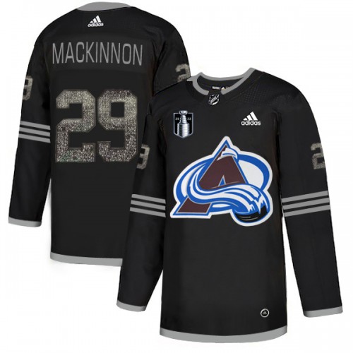 Adidas Colorado Avalanche #29 Nathan MacKinnon Youth 2022 Stanley Cup Final Patch Hockey Fights Colorado Avalanche NHL Jersey Black Youth
