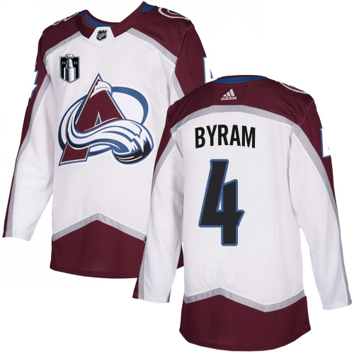 Adidas Colorado Avalanche #4 Bowen Byram White Youth 2022 Stanley Cup Final Patch Road Authentic Stitched NHL Jersey Youth
