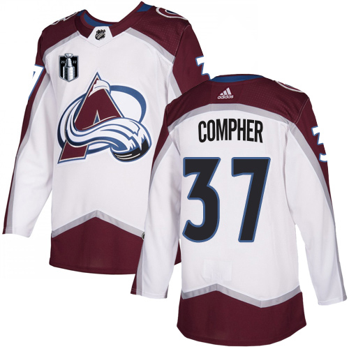 Adidas Colorado Avalanche #37 J.T. Compher White Youth 2022 Stanley Cup Final Patch Road Authentic Stitched NHL Jersey Youth
