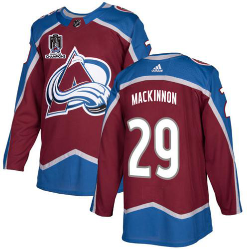 Adidas Colorado Avalanche #29 Nathan MacKinnon Burgundy Youth 2022 Stanley Cup Champions Burgundy Home Authentic Stitched NHL Jersey Youth