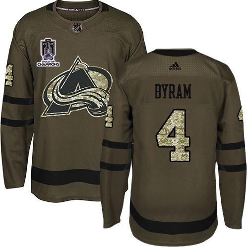 Adidas Colorado Avalanche #4 Bowen Byram Green Youth 2022 Stanley Cup Champions Salute To Service Stitched NHL Jersey Youth