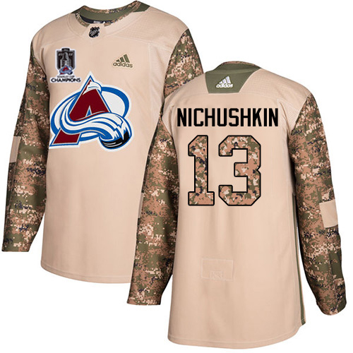 Adidas Colorado Avalanche #13 Valeri Nichushkin Camo Authentic Youth 2022 Stanley Cup Champions Veterans Day Stitched NHL Jersey Youth