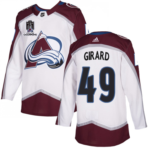 Adidas Colorado Avalanche #49 Samuel Girard White Youth 2022 Stanley Cup Champions Road Authentic Stitched NHL Jersey Youth