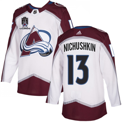 Adidas Colorado Avalanche #13 Valeri Nichushkin White Youth 2022 Stanley Cup Champions Road Authentic Stitched NHL Jersey Youth
