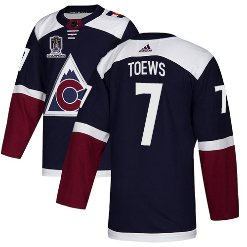 Adidas Colorado Avalanche #7 Devon Toews Navy Youth 2022 Stanley Cup Champions Alternate Authentic Stitched NHL Jersey Youth