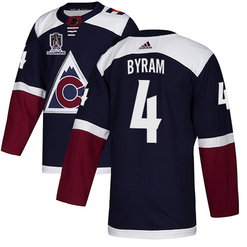 Adidas Colorado Avalanche #4 Bowen Byram Navy Youth 2022 Stanley Cup Champions Alternate Authentic Stitched NHL Jersey Youth
