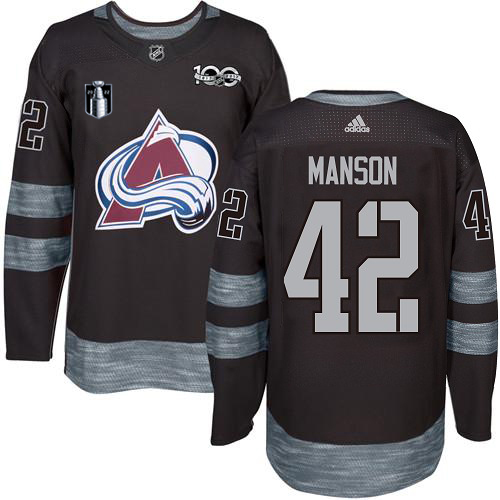 Adidas Colorado Avalanche #42 Josh Manson Black Youth 2022 Stanley Cup Final Patch 100th Anniversary Stitched NHL Jersey Youth