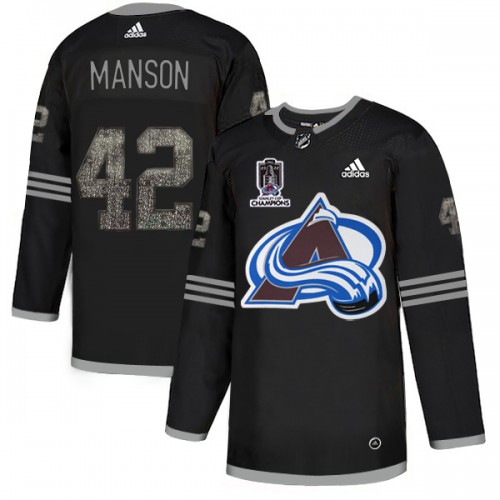 Adidas Colorado Avalanche #42 Josh Manson Black Youth 2022 Stanley Cup Champions Authentic Classic Stitched NHL Jersey Youth