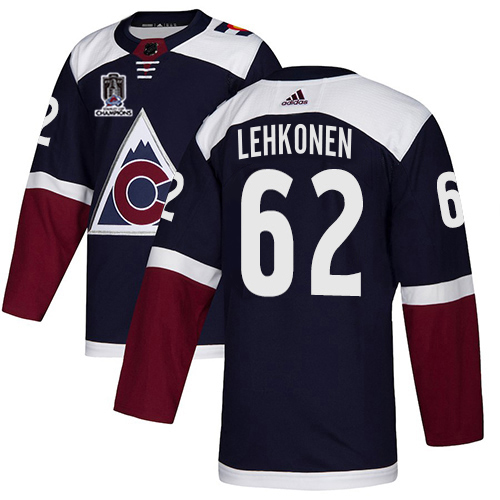 Adidas Colorado Avalanche #62 Artturi Lehkonen Navy Youth 2022 Stanley Cup Champions Alternate Authentic Stitched NHL Jersey Youth