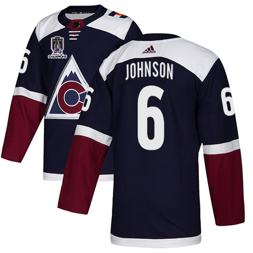 Adidas Colorado Avalanche #6 Erik Johnson Navy Youth 2022 Stanley Cup Champions Alternate Authentic Stitched NHL Jersey Youth