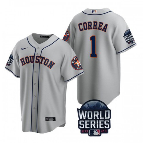 Houston Houston Astros #1 Carlos Correa Youth Nike 150th Anniversary 2021 World Series Authentic MLB Jersey – Gray Youth
