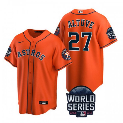 Houston Houston Astros #27 Jose Altuve Youth Nike 150th Anniversary 2021 World Series Authentic MLB Jersey – Orange Youth