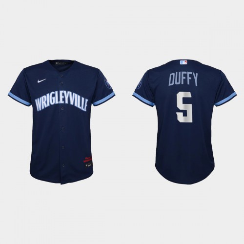 Chicago Chicago Cubs #5 Matt Duffy Youth Nike 2021 City Connect Navy MLB Jersey Youth