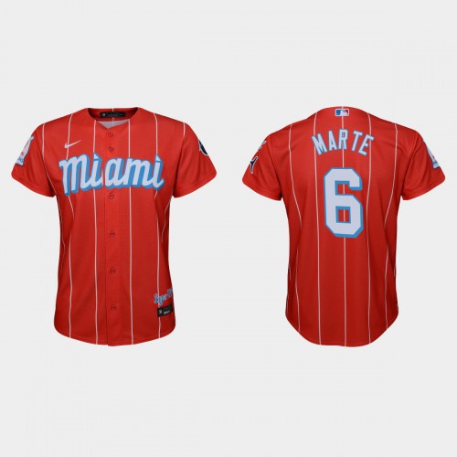 Miami Miami Marlins #6 Starling Marte Youth Nike 2021 City Connect Authentic MLB Jersey Red Youth