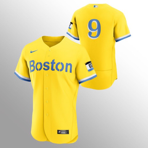 Boston Boston Red Sox #9 Ted Williams Men’s Nike 2021 City Connect Gold Authentic MLB Jersey – No Name Men’s